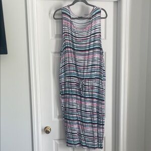 Lane Bryant Multicolor Striped Tank Dress - Pink, Blue, Black, White